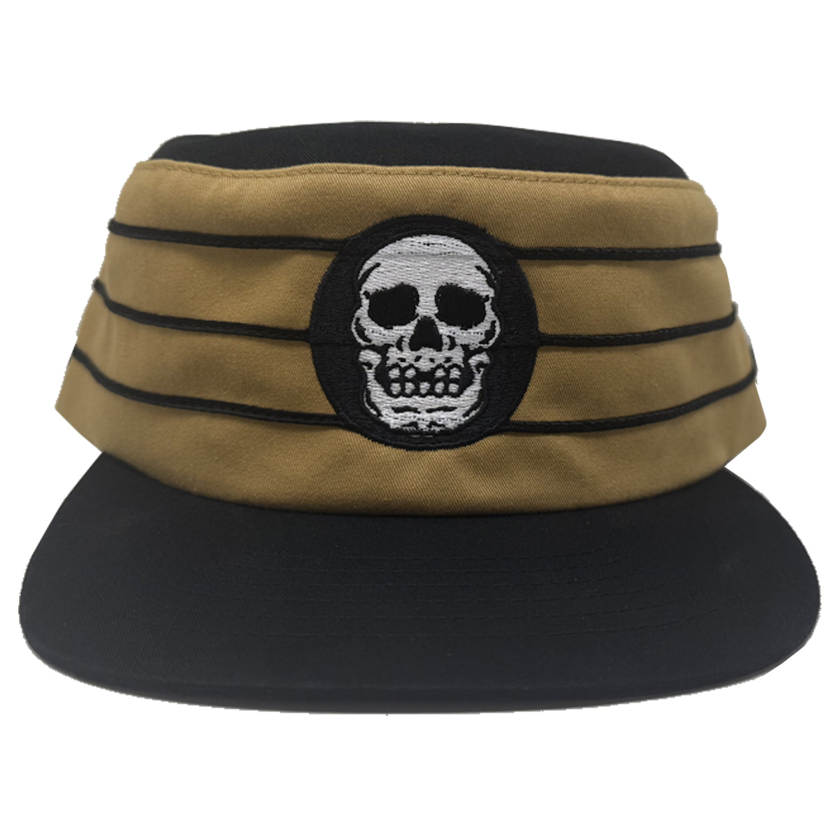 Embroidered Skull Logo Pillbox Hat (Gold)