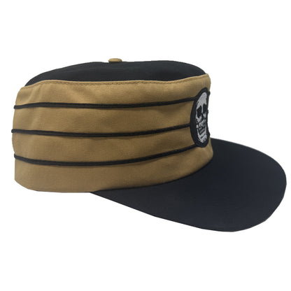 Embroidered Skull Logo Pillbox Hat (Gold)