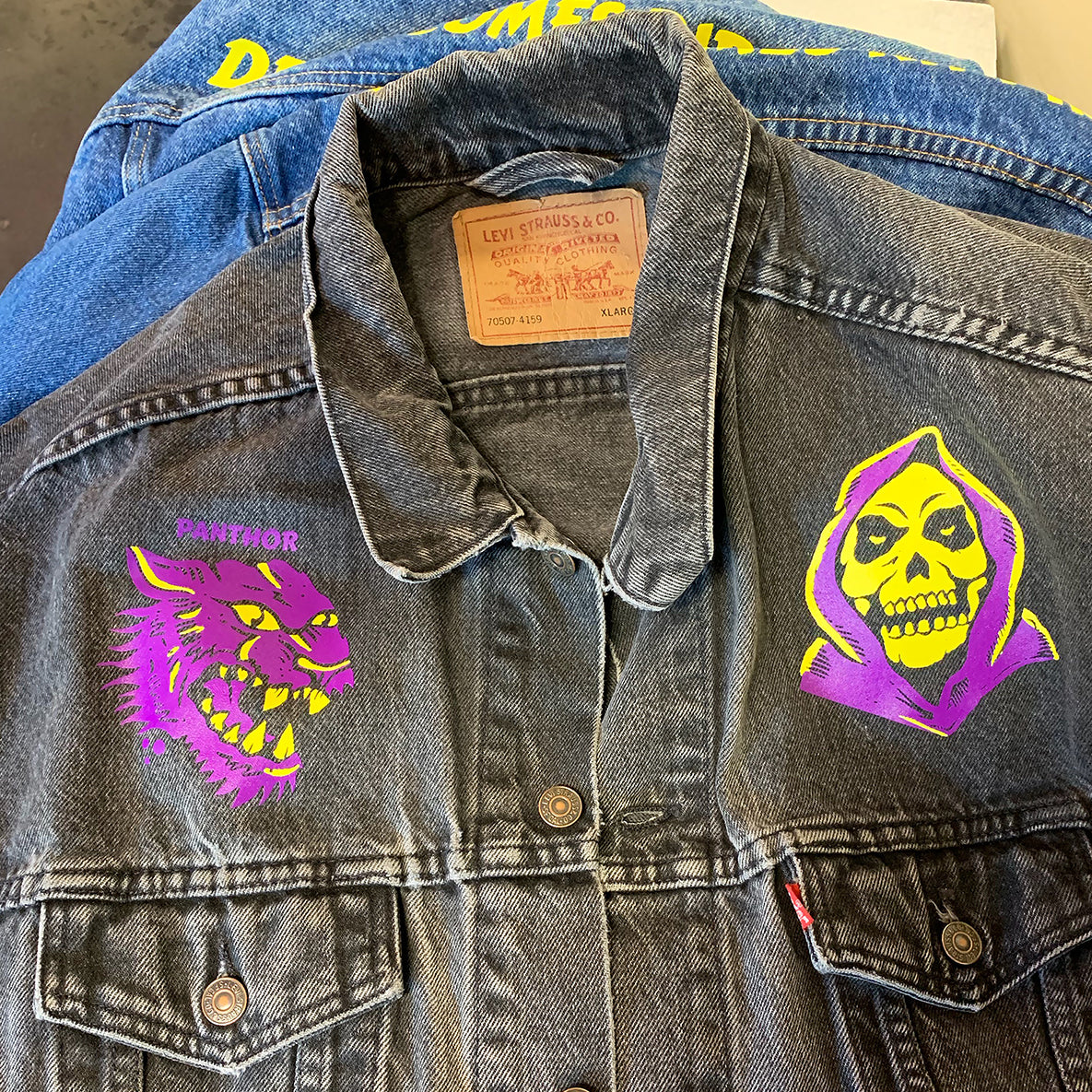 Skeletor Misfits Vintage Acid Wash Jean Jacket