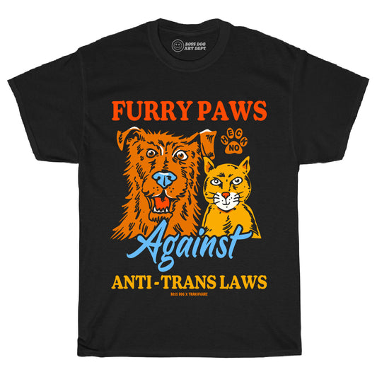 Furry Paws Black Tee