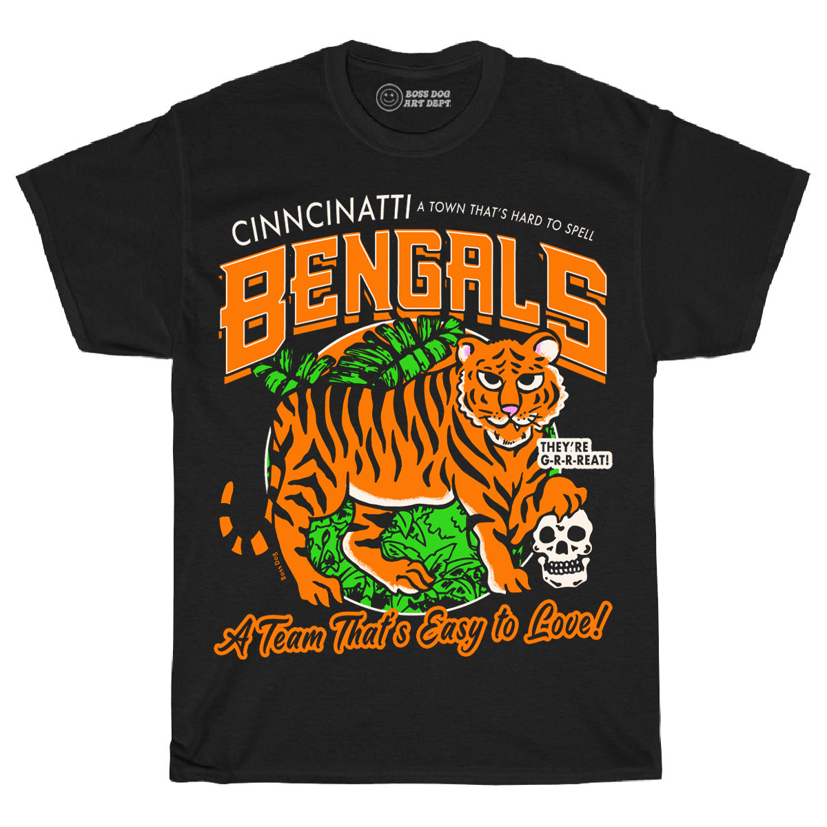 Bengals Spelled Wrong Black Tee