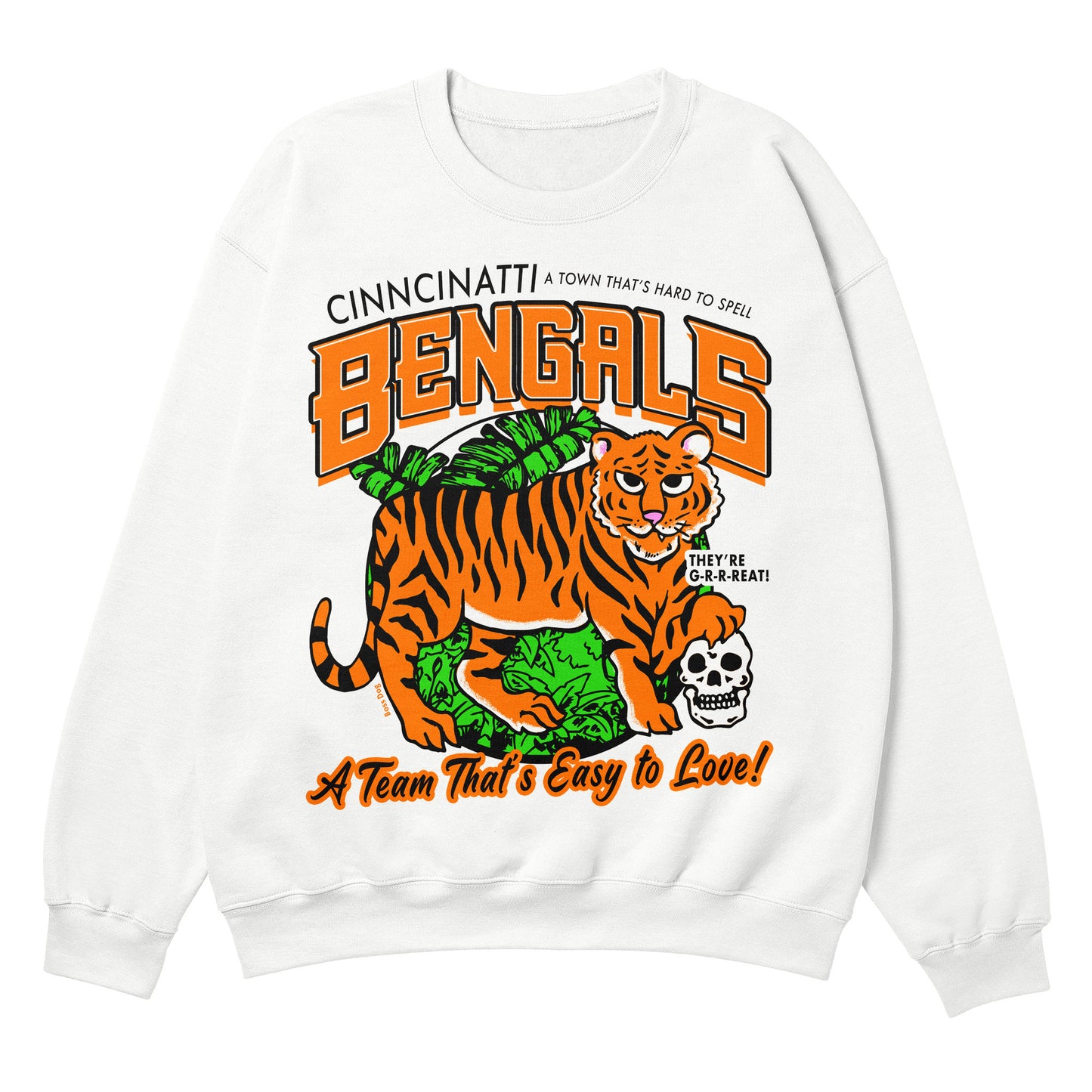 Bengals Spelled Wrong White Crewneck