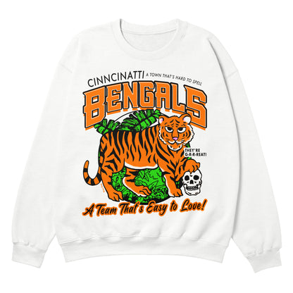 Bengals Spelled Wrong White Crewneck