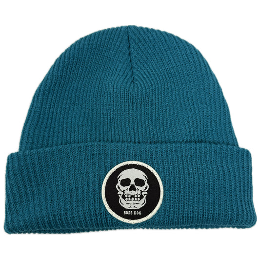 Skull Logo Turquoise Beanie