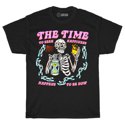 The Time To Seek Happiness Black Tee