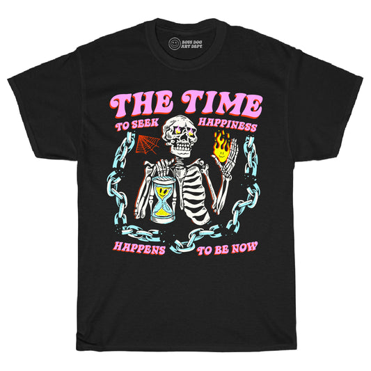 The Time To Seek Happiness Black Tee